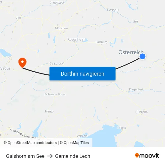 Gaishorn am See to Gemeinde Lech map