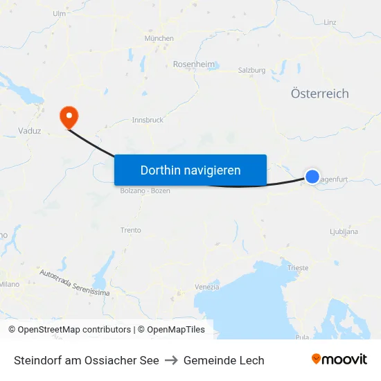 Steindorf am Ossiacher See to Gemeinde Lech map
