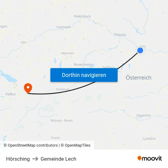 Hörsching to Gemeinde Lech map