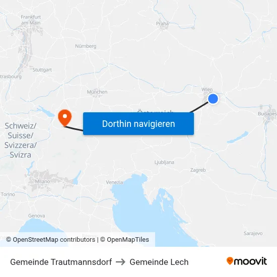 Gemeinde Trautmannsdorf to Gemeinde Lech map
