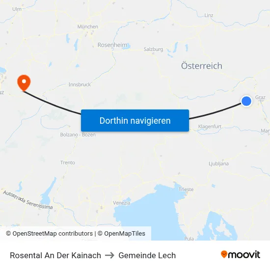 Rosental An Der Kainach to Gemeinde Lech map