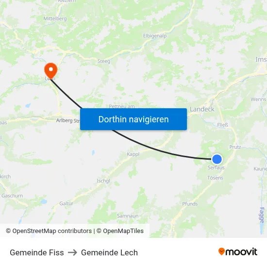 Gemeinde Fiss to Gemeinde Lech map
