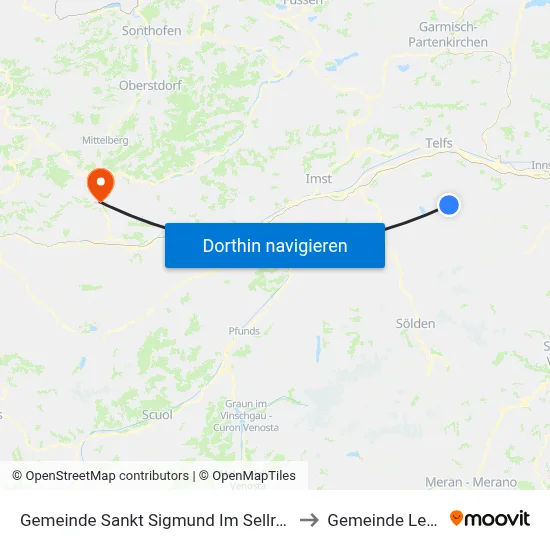 Gemeinde Sankt Sigmund Im Sellrain to Gemeinde Lech map