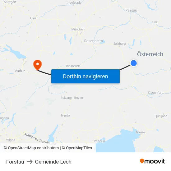 Forstau to Gemeinde Lech map