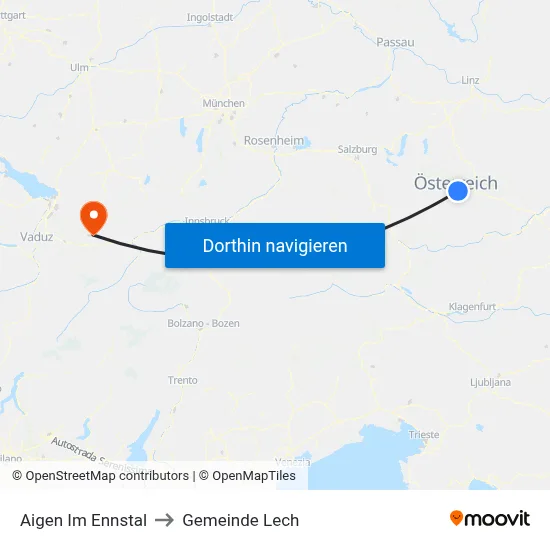 Aigen Im Ennstal to Gemeinde Lech map