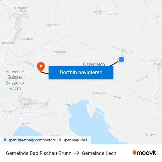 Gemeinde Bad Fischau-Brunn to Gemeinde Lech map