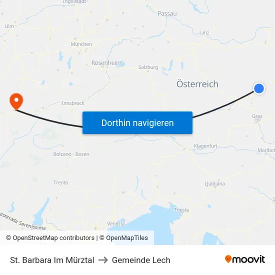 St. Barbara Im Mürztal to Gemeinde Lech map