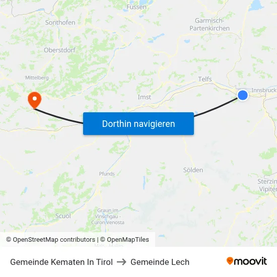 Gemeinde Kematen In Tirol to Gemeinde Lech map