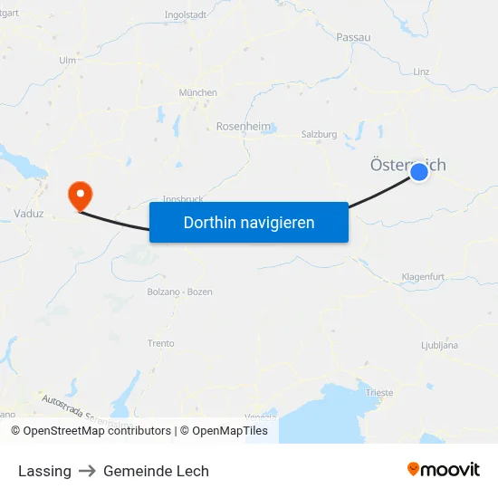 Lassing to Gemeinde Lech map