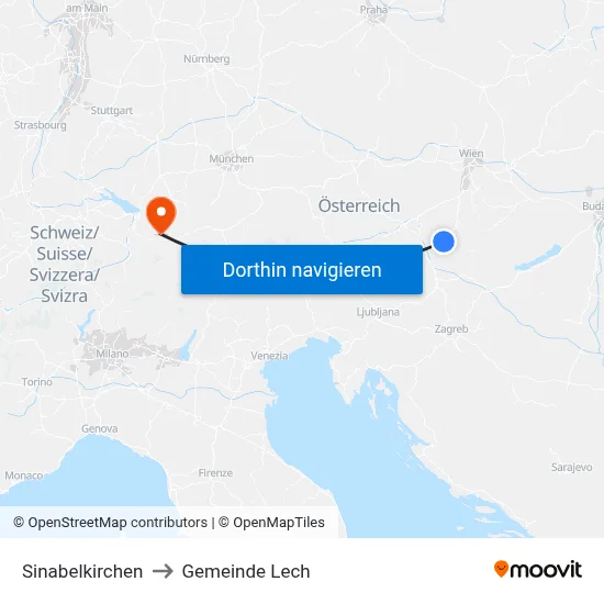 Sinabelkirchen to Gemeinde Lech map