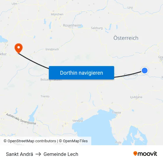 Sankt Andrä to Gemeinde Lech map