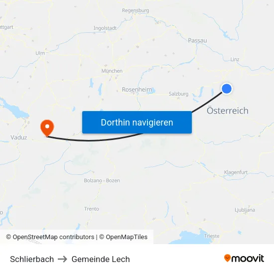 Schlierbach to Gemeinde Lech map