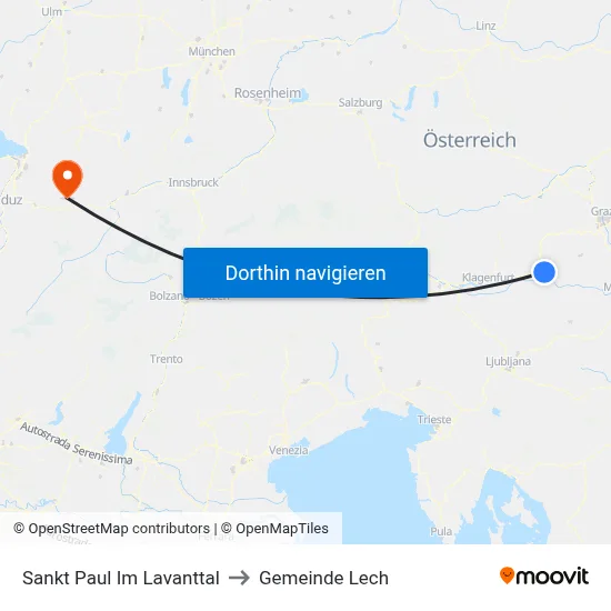 Sankt Paul Im Lavanttal to Gemeinde Lech map