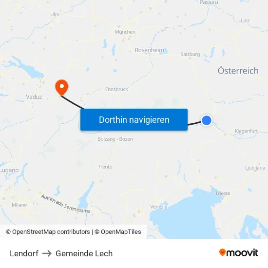Lendorf to Gemeinde Lech map
