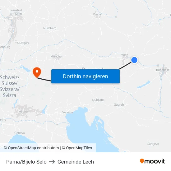 Pama/Bijelo Selo to Gemeinde Lech map
