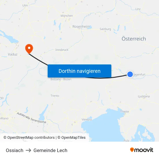 Ossiach to Gemeinde Lech map