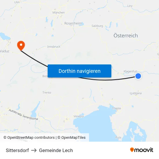 Sittersdorf to Gemeinde Lech map
