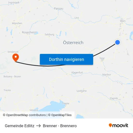 Gemeinde Edlitz to Brenner - Brennero map