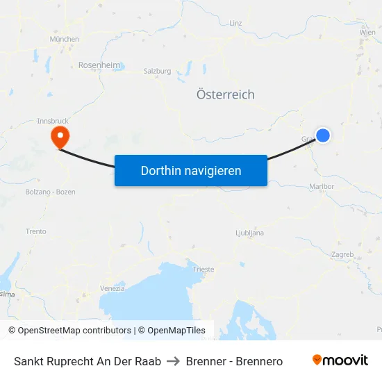 Sankt Ruprecht An Der Raab to Brenner - Brennero map