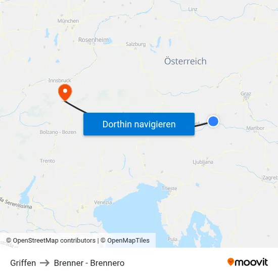 Griffen to Brenner - Brennero map