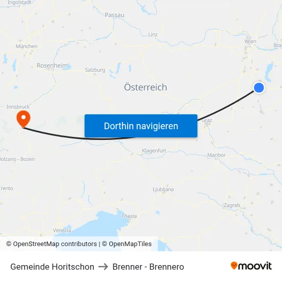 Gemeinde Horitschon to Brenner - Brennero map
