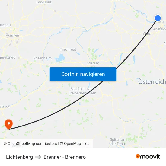 Lichtenberg to Brenner - Brennero map