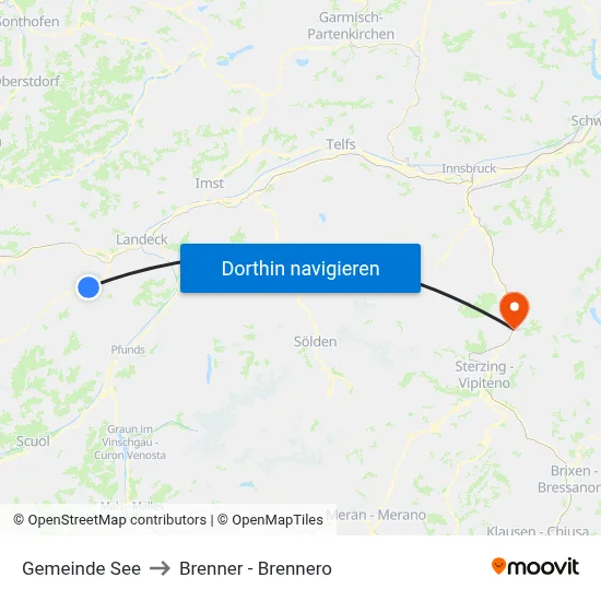 Gemeinde See to Brenner - Brennero map