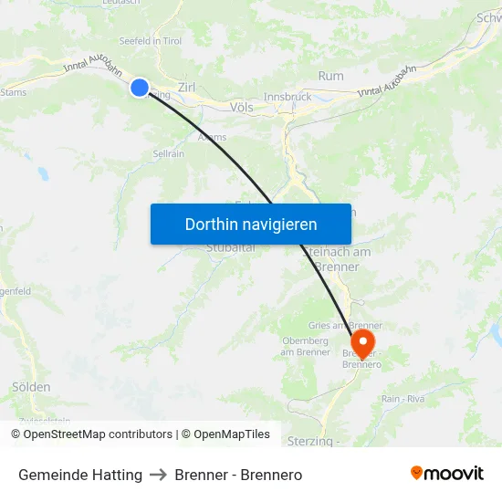 Gemeinde Hatting to Brenner - Brennero map