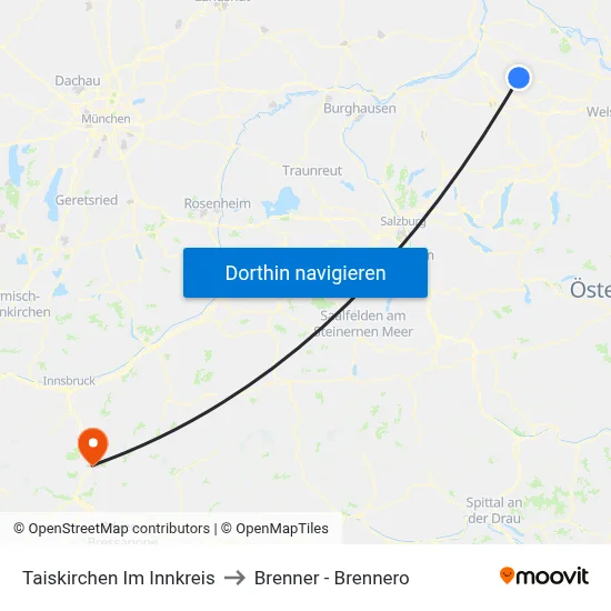 Taiskirchen Im Innkreis to Brenner - Brennero map