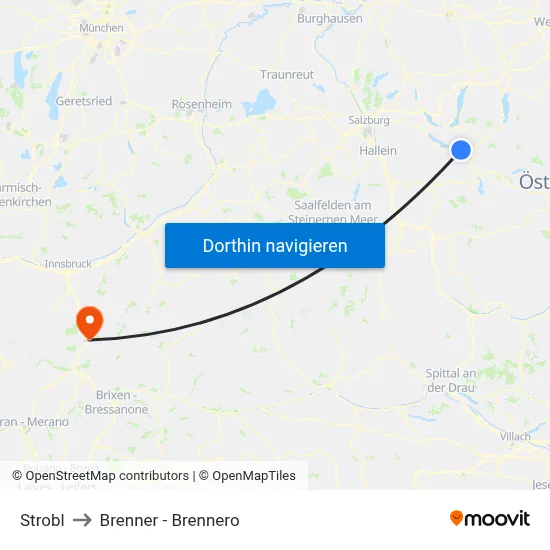 Strobl to Brenner - Brennero map