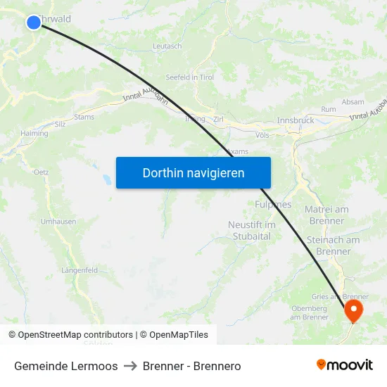 Gemeinde Lermoos to Brenner - Brennero map
