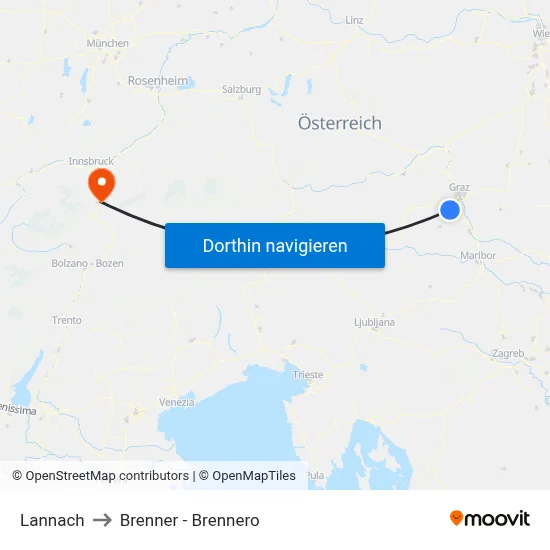 Lannach to Brenner - Brennero map