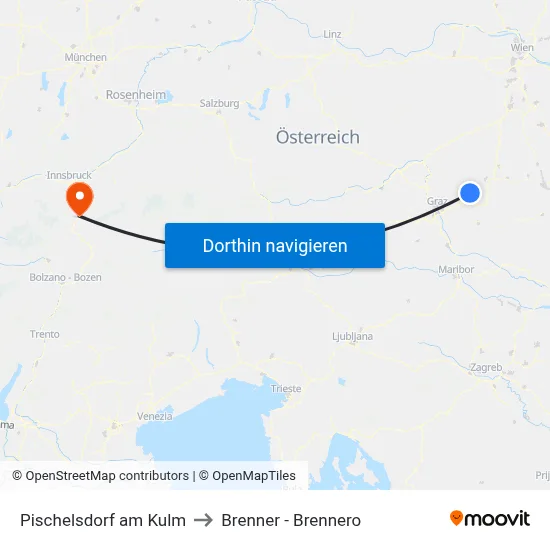 Pischelsdorf am Kulm to Brenner - Brennero map