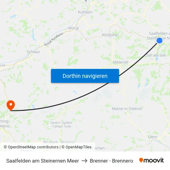 Saalfelden am Steinernen Meer to Brenner - Brennero map