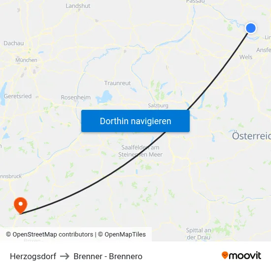Herzogsdorf to Brenner - Brennero map