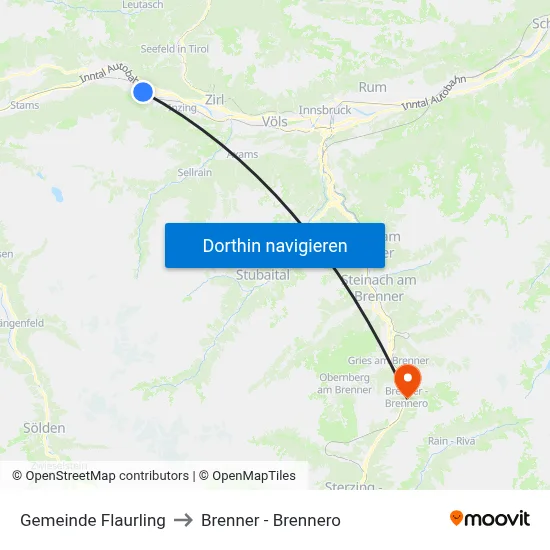 Gemeinde Flaurling to Brenner - Brennero map