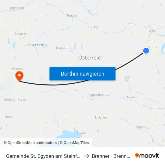 Gemeinde St. Egyden am Steinfeld to Brenner - Brennero map