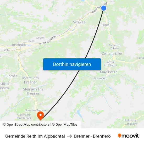 Gemeinde Reith Im Alpbachtal to Brenner - Brennero map