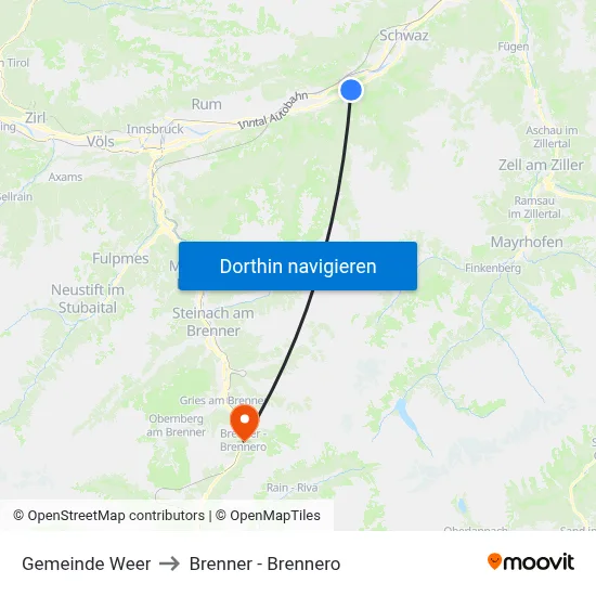 Gemeinde Weer to Brenner - Brennero map