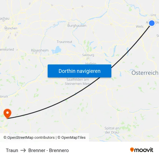 Traun to Brenner - Brennero map