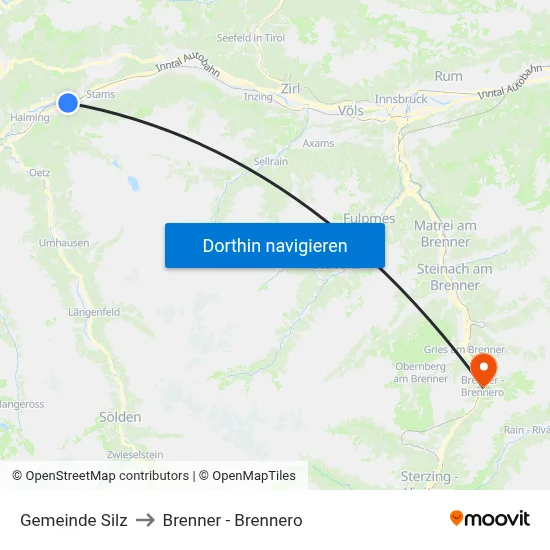 Gemeinde Silz to Brenner - Brennero map