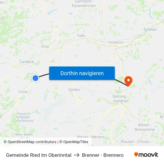 Gemeinde Ried Im Oberinntal to Brenner - Brennero map