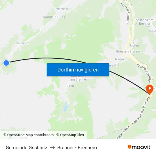 Gemeinde Gschnitz to Brenner - Brennero map