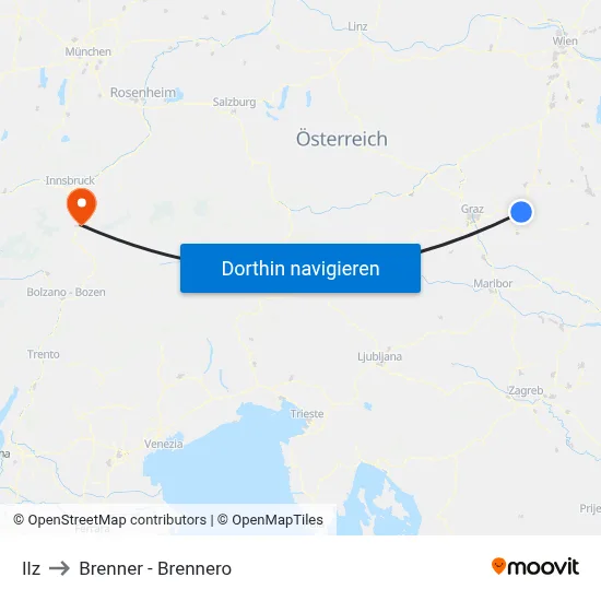 Ilz to Brenner - Brennero map
