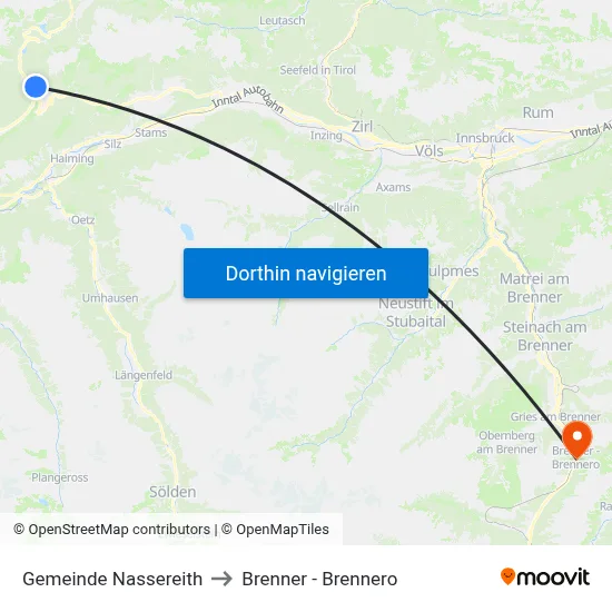 Gemeinde Nassereith to Brenner - Brennero map