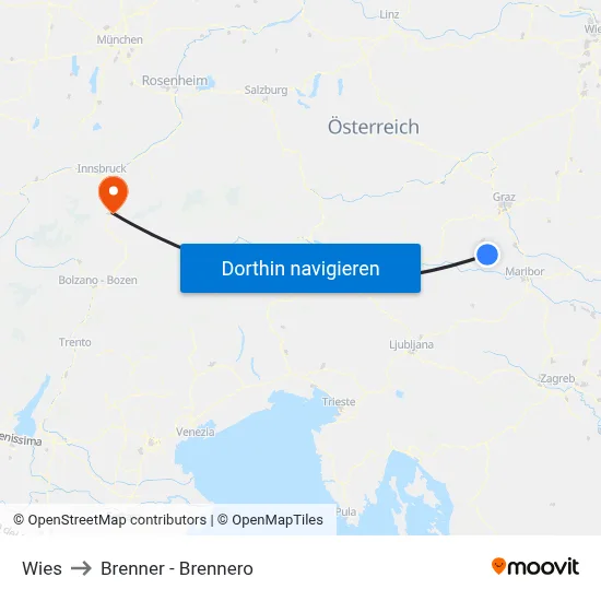 Wies to Brenner - Brennero map