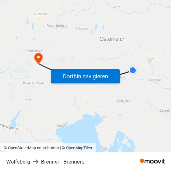 Wolfsberg to Brenner - Brennero map