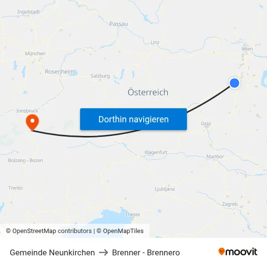 Gemeinde Neunkirchen to Brenner - Brennero map
