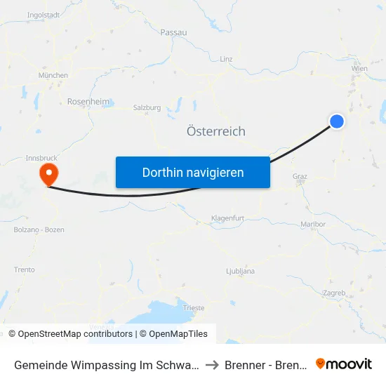 Gemeinde Wimpassing Im Schwarzatale to Brenner - Brennero map