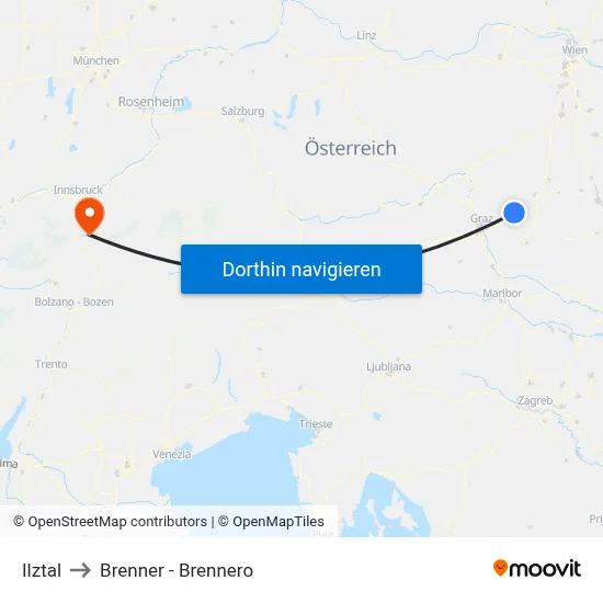 Ilztal to Brenner - Brennero map